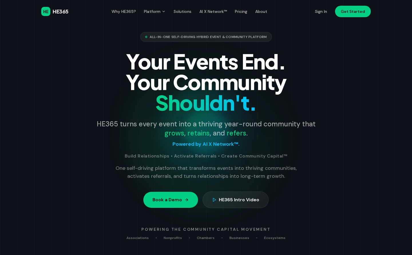 HybridEvent365 — AI Ecosystem Growth Platform interface