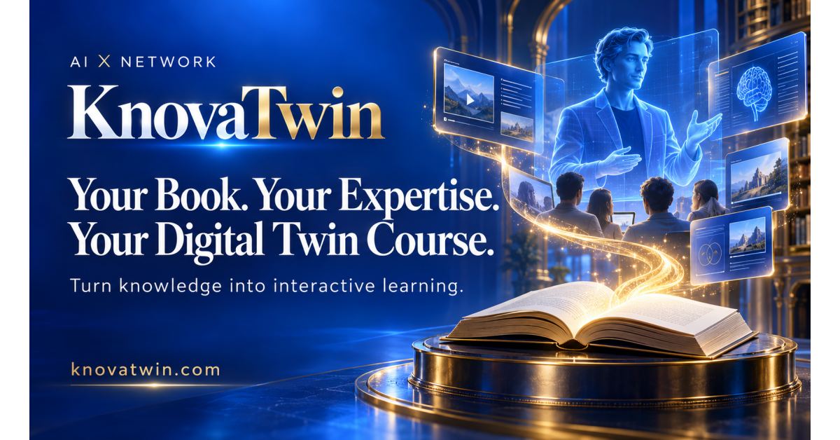 AI X Network Announces KnovaTwin to Turn Books into Courses Taught by Digital Twins — press release image